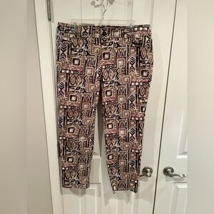 Chico's Aztec Print Ankle Pants with Earthy Tones size 2